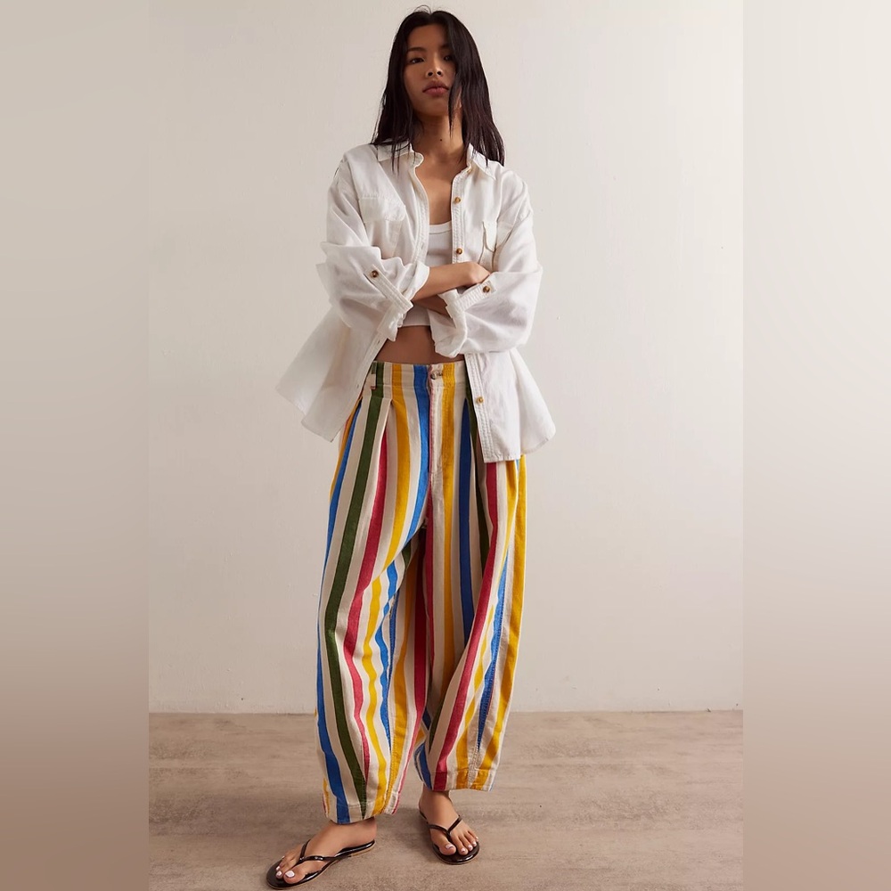 NWT Free People We The Free Ridley Baja Pull-On Trousers, Color: Baja Stripe, XS